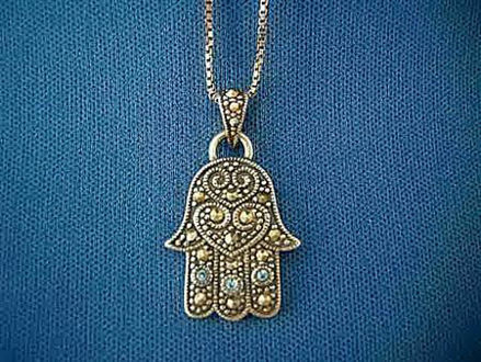 Picture of #S445 Light Blues & Marcasite Hamsa