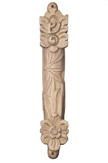 Picture of #071S Wood Crocodile Flower Design Mezuzah Case