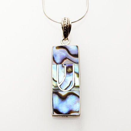 Picture of #B527-A Abalone and Sterling Silver Mezuzah Pendant