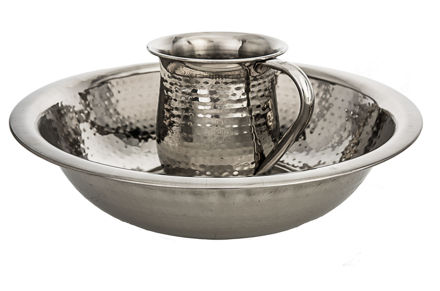 Picture of #5750-S Stainless steel Hammered wash cup and bowl