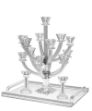Picture of #1631-13 Candelabra Crystal and Crushed Stones 13 Branches. Candelabra #340.00, Tray $84.00, candle sticks #58.00 Complete Set $482.00