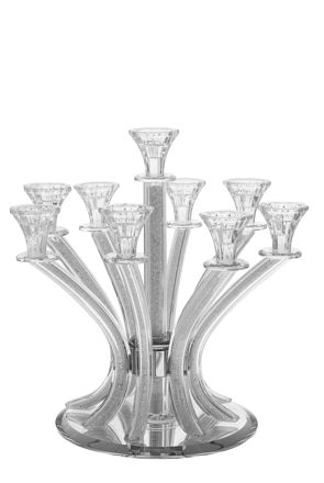 Picture of #1632-9 Crystal Candelabra with crushed stones 9 branches