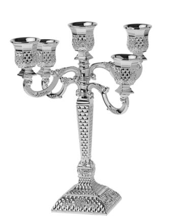 Picture of 1377 Silver Plated Candelabra  Diamond 5-lite 