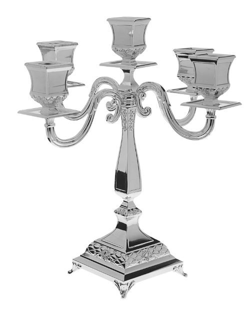 Picture of 1378 Silver Plated Candelabra  Diamond 5-branches  -with square base