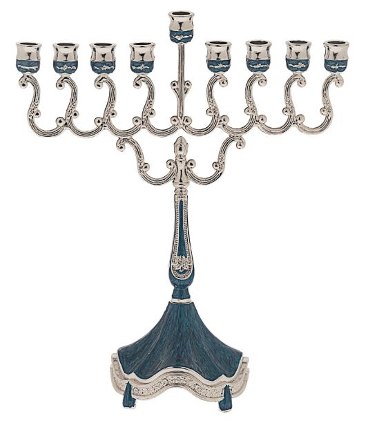 Picture of #1936 Silver Plated Menorah with blue